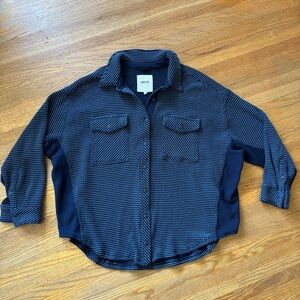 Aerie LumberJane Oversized Waffle Knit Button Down Shirt Shacket Navy Size M